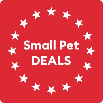 Small Pet DEALS message & white graphic stars