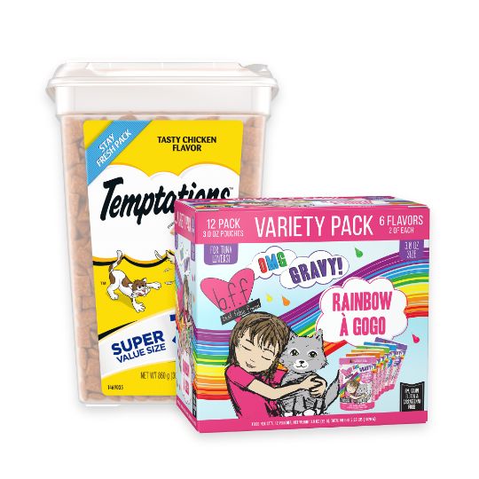 Cat treats & a variety pack of wet cat food