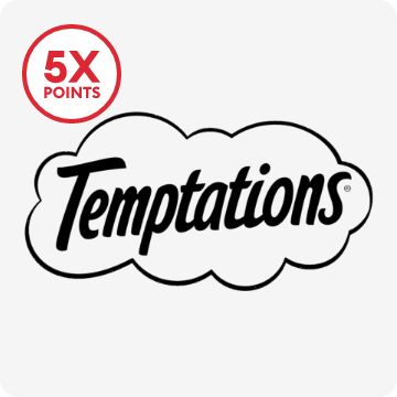 Temptations logo & 5X points callout