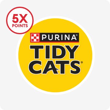 Purina Tidy Cats logo & 5X points callout