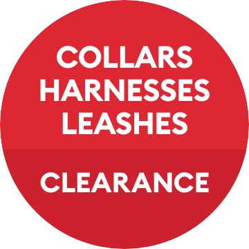Red badge: COLLARS, HARNESSES & LEASHES CLEARANCE