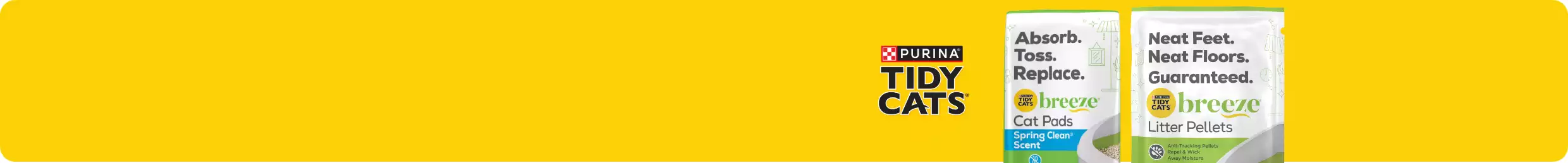 Yellow banner: "Buy 2, get the 3rd 25% OFF Purina Tidy Cats Breeze pads & litter pellets*"