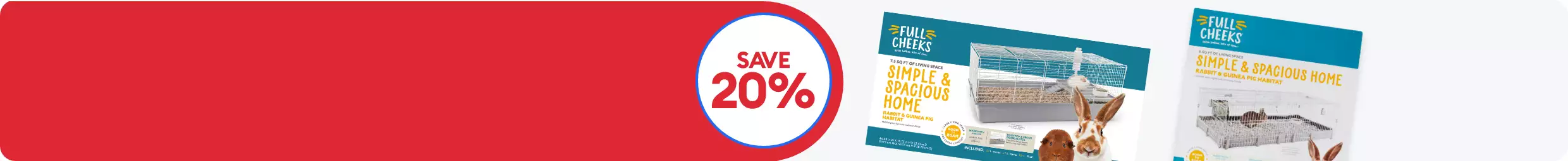 20% call out and image of small pet and habitat