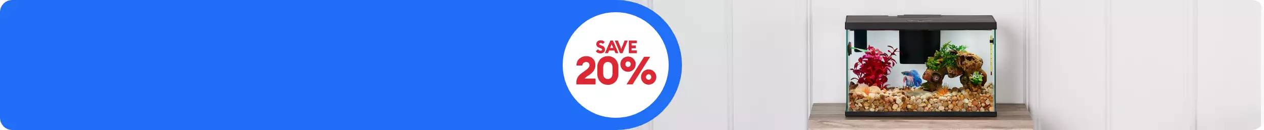 20% call out and image of fish and tank 