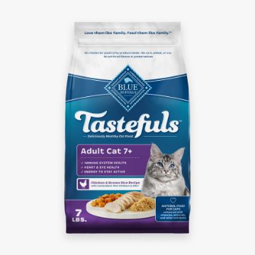 Bag of Blue Buffalo senior cat food