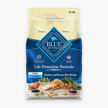 Bag of Blue Buffalo senior dog food