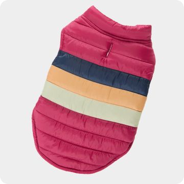 Striped puffer coat