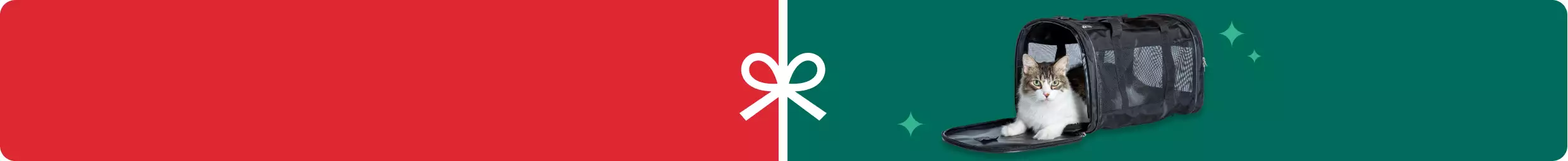 Cat in a travel carrier & a white bow icon