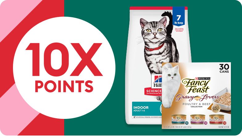 10X POINTS with 2 bags of cat food