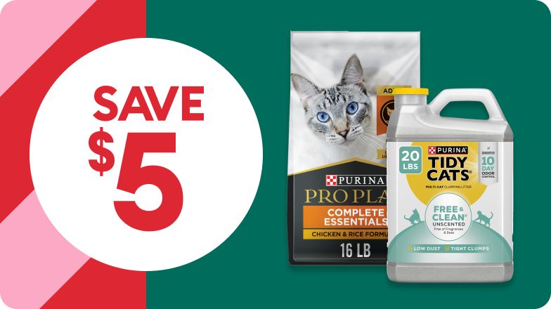 SAVE $5 with cat food bag & litter jug