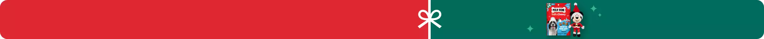 Variety of treats & toys with white bow