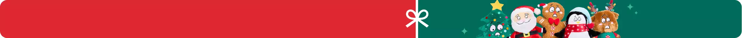 Variety of treats & toys with white bow