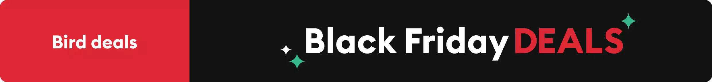 Black Friday Deals logo and green & white sparkle graphics