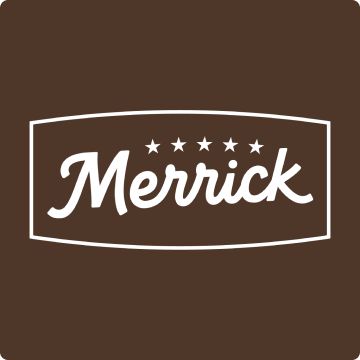 Merrick logo on a brown background