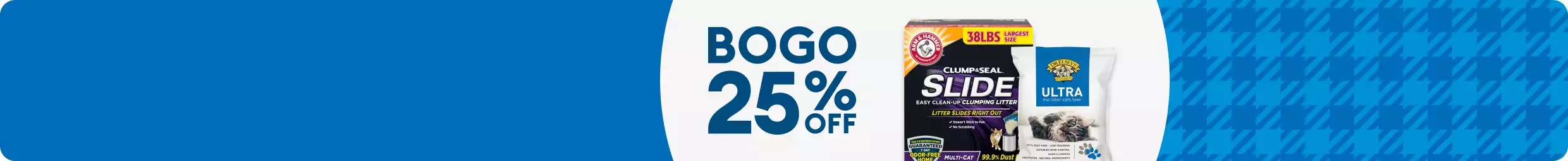 BOGO 25% OFF callout & two packages of cat litter