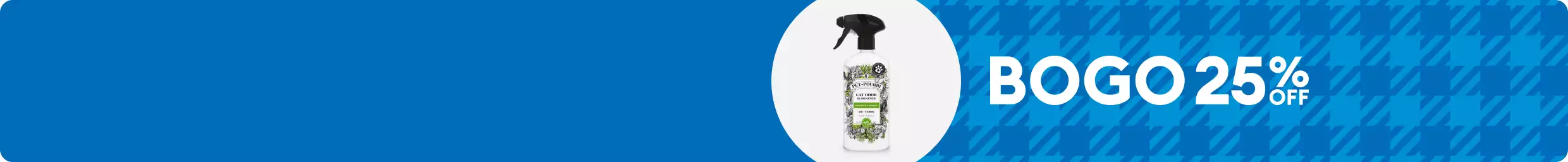 BOGO 25% OFF on blue plaid with Pet-Pourri cat odor bottle 