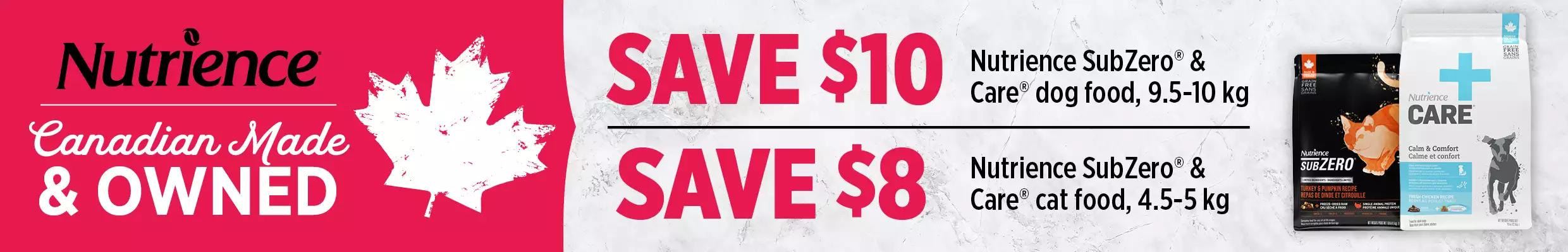 Save $10 Nutrience SubZero & Care dog food, Save $8 Nutrience SubZero & Care cat food