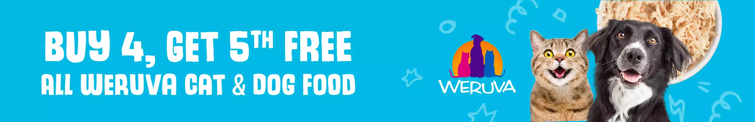 buy 4, get 5th FREE all weruva cat and dog food thru 6/1