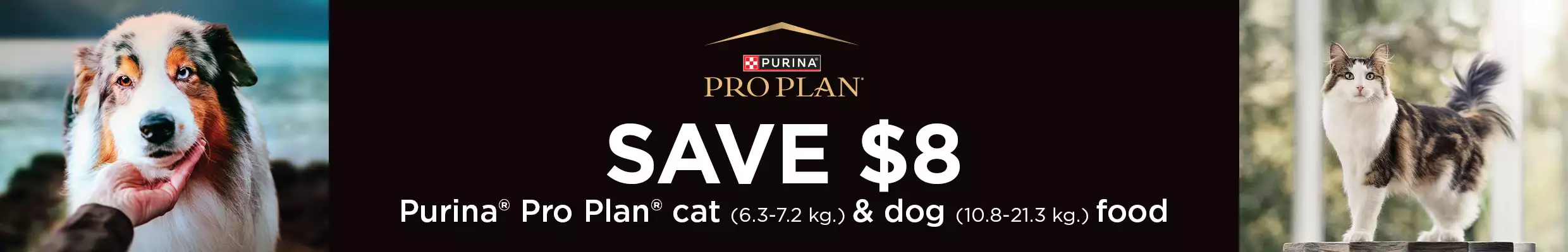 Save $8 on select Purina Pro Plan cat and dog food