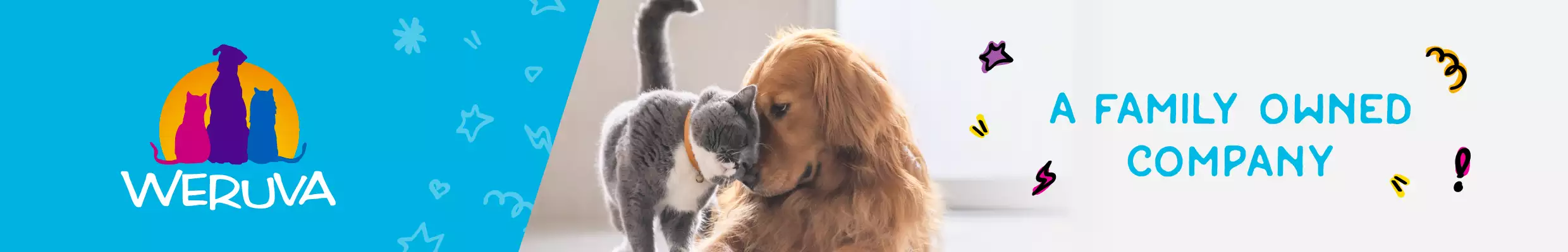 dog rubbing its head on a dog next to Weruva brand logo
