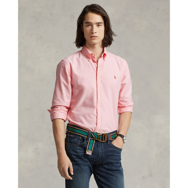 7t130cm ピンク　ベア刺繍　オックスフォードシャツ ラルフローレンTシャツ/カットソー