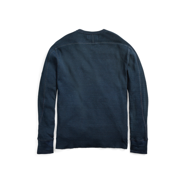 INDIGO LABEL] SWITCHING CREW KNIT：スウェット×ニット 切り替え