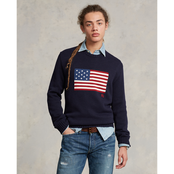 POLOラルフローレン米国製USA星条旗AMERICANフラッグ新品セーターXLトップス