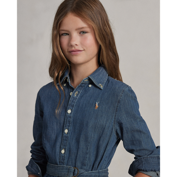 POLO RALPH LAUREN CHILDRENSWEAR（ポロ ラルフ ローレン チルドレンズウェア】ベルテッド コットン デニム シャツドレス  | (ワンピース/ドレス/ワンピース)ネイビー CWPODRSG3M20017410 | ラルフ ローレン公式オンラインストア