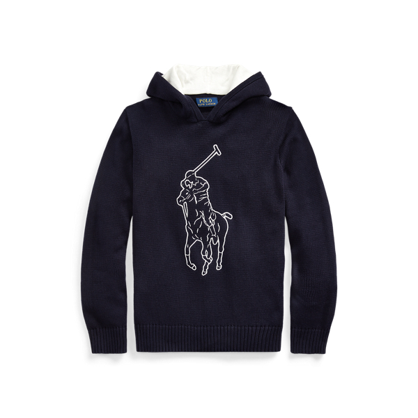 black polo hoodie white horse