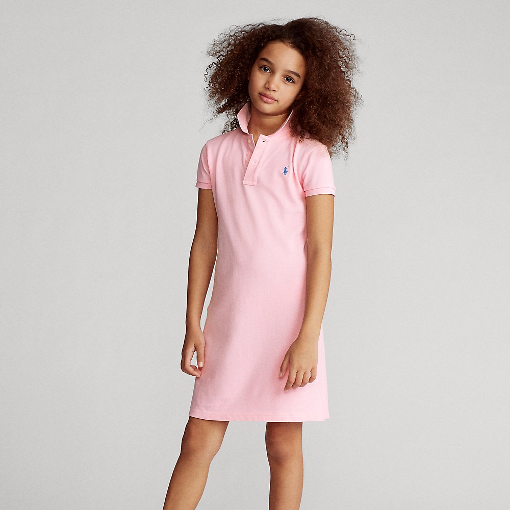 Polo Ralph Lauren Kids' Cotton Mesh Polo Dress In Carmel Pink