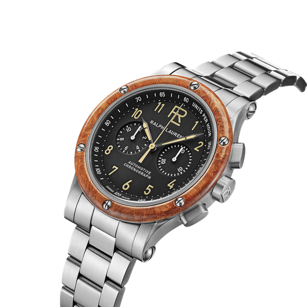 42 MM クロノグラフ スティール ウッド ベゼル腕時計/時計/アナログ 