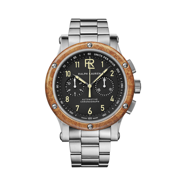 42 MM クロノグラフ スティール ウッド ベゼル腕時計/時計/アナログ