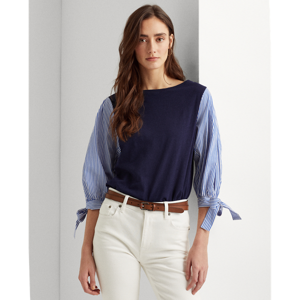 ツートーン スラブ ジャージー トップ