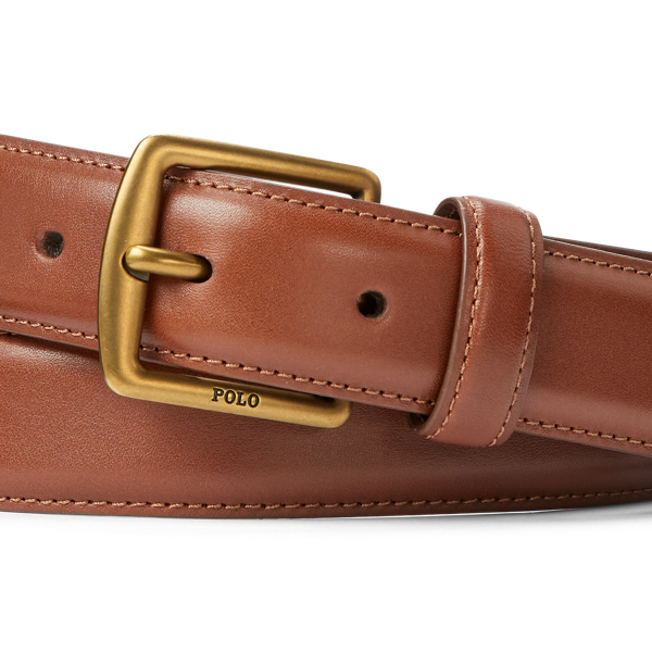 POLOラルフローレンLEATHERレザー ドレス ベルト 茶 ブラウン42新品-