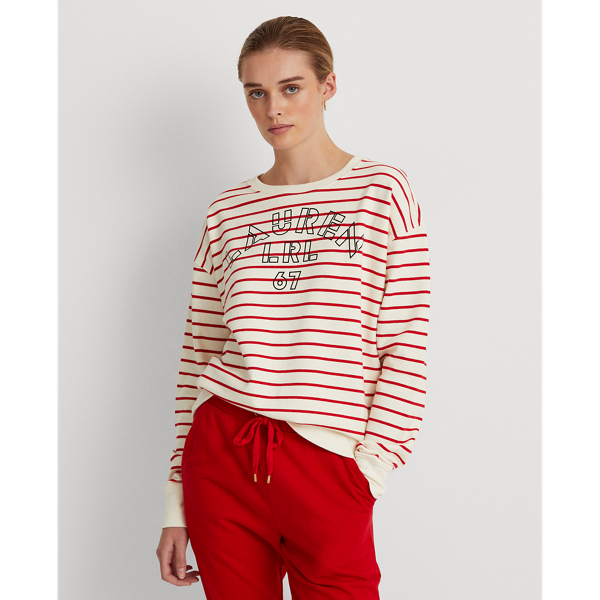 ストライプド ロゴ フレンチ テリー プルオーバー スウェット 長袖 トレーナー パジャマ ラルフ ローレン公式オンラインストア