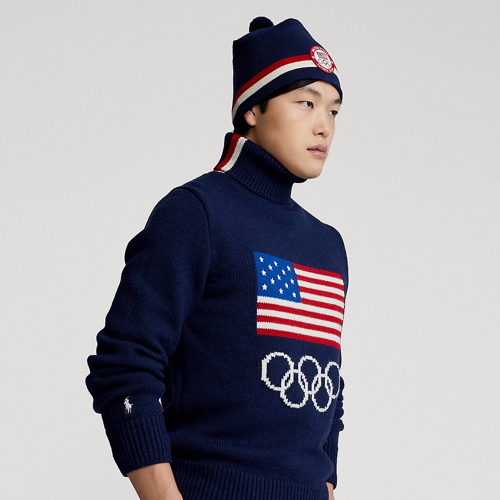 Ralph Lauren Team Usa Closing Ceremony Sweater In French Navy 