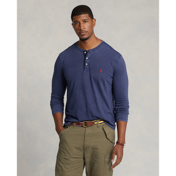 Polo Ralph Lauren Slub Jersey Henley Shirt In Cruise Navy