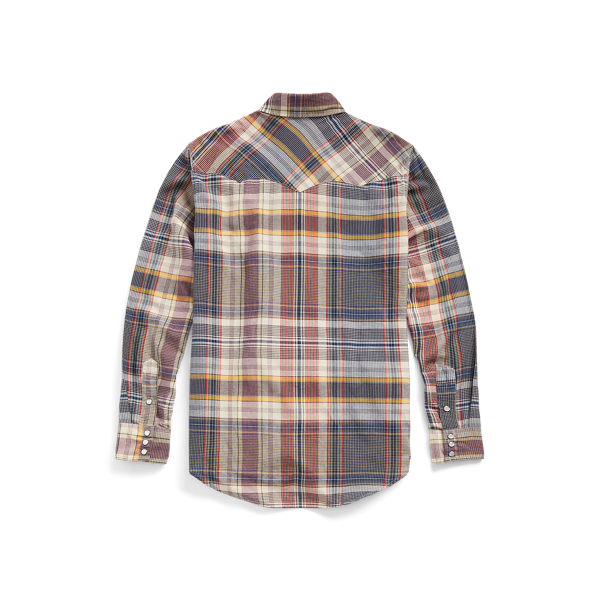 33 割引l熱い販売 Rrl 22ss スリム コットンリネン マドラス ウエスタン シャツ L シャツ メンズl Tiamer Com