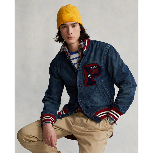 ralph lauren denim varsity jacket