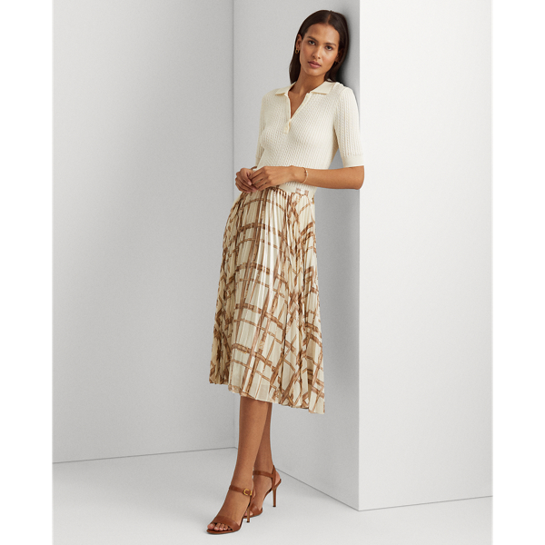 lauren ralph lauren pleated metallic skirt