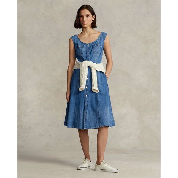 Polo Ralph Lauren Denim Scoopneck Utility Dress In Ballota Wash | ModeSens