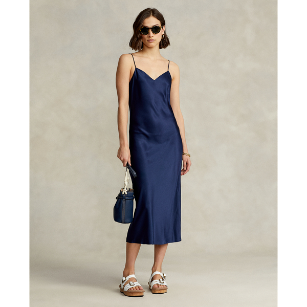 ralph lauren double faced satin dress Twisted-Strap Satin Dress