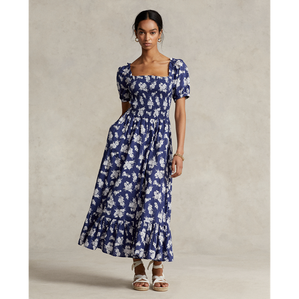 ralph lauren floral smocked cotton dress Floral Smocked Cotton Dress