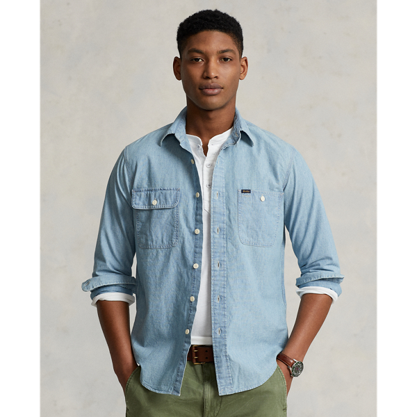 POLO RALPH LAUREN CLASSIC FIT INDIGO CHAMBRAY SHIRT