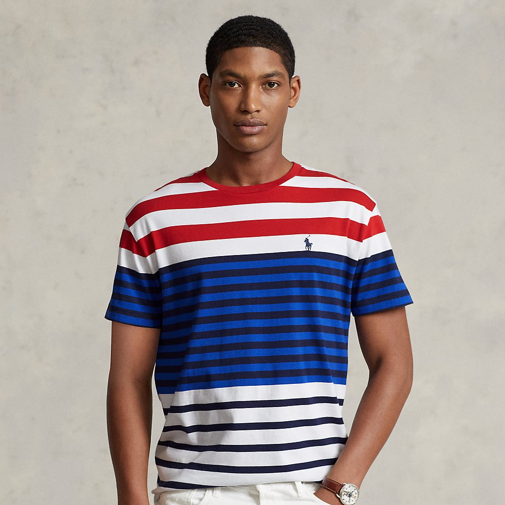 Ralph Lauren Classic Fit Striped Jersey T-shirt In Rl 2000 Red Multi ...