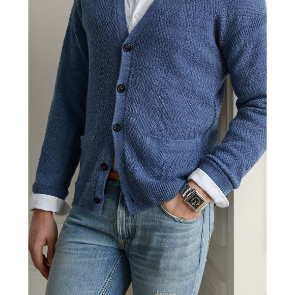 テクスチャード リネンカシミヤ カーディガン ニット セーター クルーネック ウール カシミア コットン ラルフ ローレン公式オンラインストア