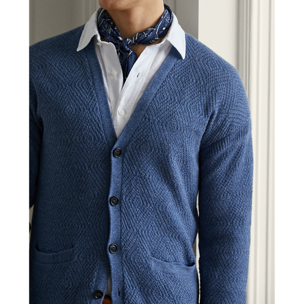 テクスチャード リネンカシミヤ カーディガン ニット セーター クルーネック ウール カシミア コットン ラルフ ローレン公式オンラインストア