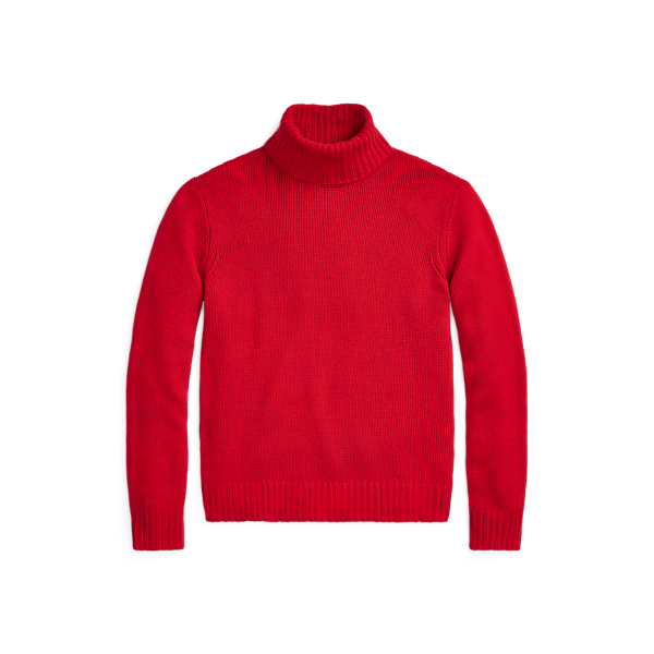 ラルフローレン カシミヤ混 ビッグ タートルネック セーター 赤 M 極美品