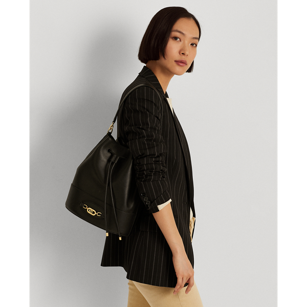 LAUREN RALPH LAUREN（ローレン ラルフ ローレン）】レザー ラージ Andie ドローストリング バッグ | (バッグ/ハンドバッグ)ブラック  WALRBAG03720074001 | ラルフ ローレン公式オンラインストア