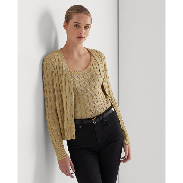 蛯原友里さん着用 ラルフローレン ロゴエンブレムケーブルニット